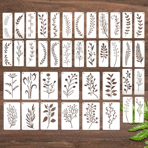 Kleine Blattschablonen, wiederverwendbare Blattschablonen, Dekoration, Textur-Schablone, Hintergrundschablone, Blattschablonen für DIY Handwerk auf Holz, Papier, Scrapbook, 40 Stück von CIATBYYJ