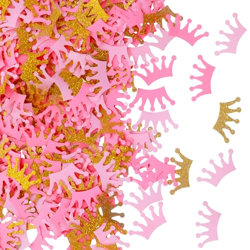 Kronen-Konfetti, Geburtstagskonfetti, Glitzerkrone, Party-Dekorationen für Babypartys, Happy Birthday-Konfetti für Tischkuchendekoration, Jahrestag, Hochzeit, Bastelbedarf (Gold und P), 300 Stück von CIATBYYJ