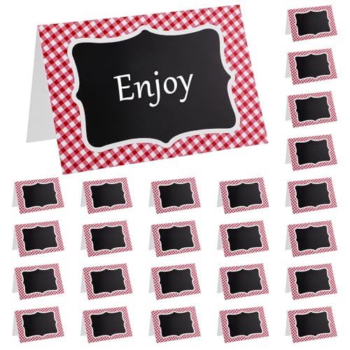 Picknick-Tischkarten mit rotem Gingham-Muster, doppelseitige Namenskarten, Tafel-Etiketten für italienische Motto-Party, Hochzeitstischnummern, Bankette, Buffet, Karten, Lebensmitteltische für Picknick-Tischkarten mit rotem Gingham-Muster, doppelseitige Namenskarten, Tafel-Etiketten für italienische Motto-Party, Hochzeitstischnummern, Bankette, Buffet, Karten, Lebensmitteltische für von CIATBYYJ