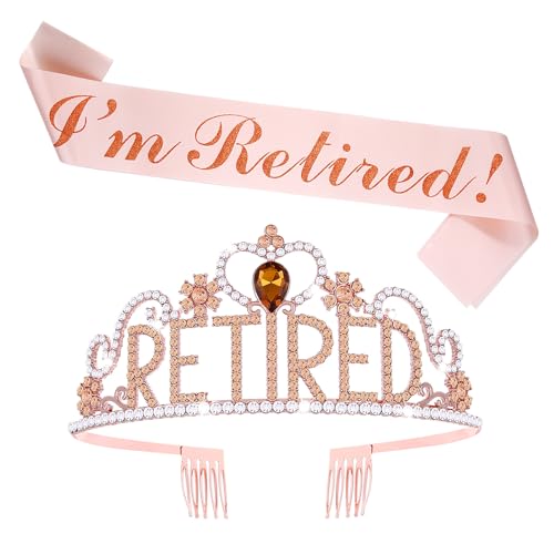 Retirement Crown and Sash Kit, "I'm Retired" Sash & Retired Crown Tiara, Retirements Decorations for Women, Alloy Rhinestone Retirement Crowns & Sashs Gifts for Women, Retirements Party Supplies von CIATBYYJ