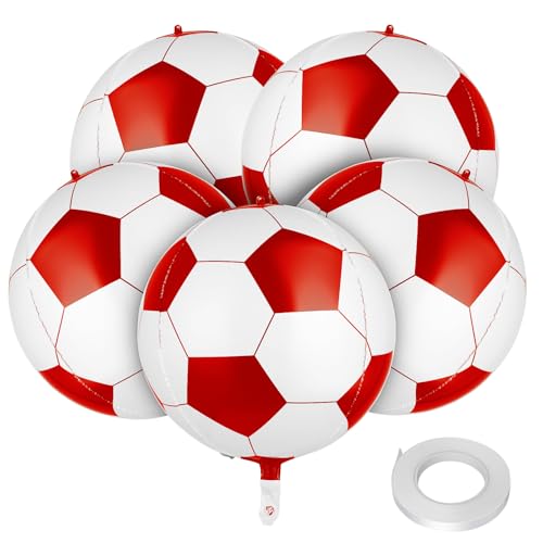 Riesige 4D-Fußballons, 55,9 cm, Rot, 6 Stück, Folien-Fußballballballballballon, Party-Dekorationen für Jungen, Kinder, für Geburtstag, Sport, Thema, WM, Sportveranstaltungen, Dekorationszubehör Riesige 4D-Fußballons, 55,9 cm, Rot, 6 Stück, Folien-Fußballballballballballon, Party-Dekorationen für Jungen, Kinder, für Geburtstag, Sport, Thema, WM, Sportveranstaltungen, Dekorationszubehör von CIATBYYJ