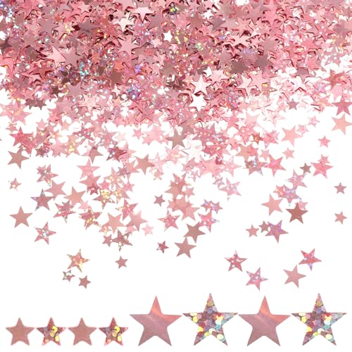 Roségold Stern Glitzer Konfetti Metallic für Tisch, Rose Gold Stern Konfetti für Geburtstag Tischdekoration, Glitzer Pailletten Sterne Konfetti für Party Hochzeit Festival Dekoration (60g) von CIATBYYJ