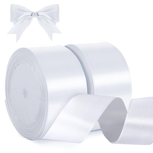 2 Rolln Schleifenband Weiß,22m X 38mm Satinband Weiss,Hochzeit Geschenkband Breit Dekoband,Geschenkbänder Stoffband für Geschenkverpackung Basteln Blumen Deko 2 Rolln Schleifenband Weiß,22m X 38mm Satinband Weiss,Hochzeit Geschenkband Breit Dekoband,Geschenkbänder Stoffband für Geschenkverpackung Basteln Blumen Deko von CIATBYYJ