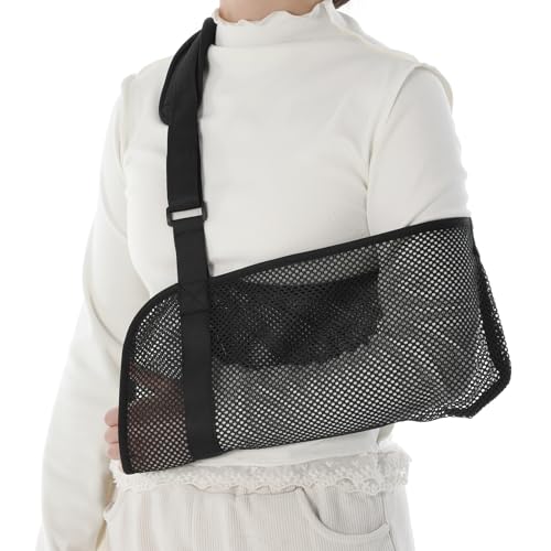 Schwarze Schulterschlinge aus Netzstoff, leicht und atmungsaktiv, Armschlinge, Schulter-Wegfahrsperre zum Duschen, Armschlinge für Ellenbogenverletzungen, Schmerzlinderung, Universalschlinge für Arm von CIATBYYJ