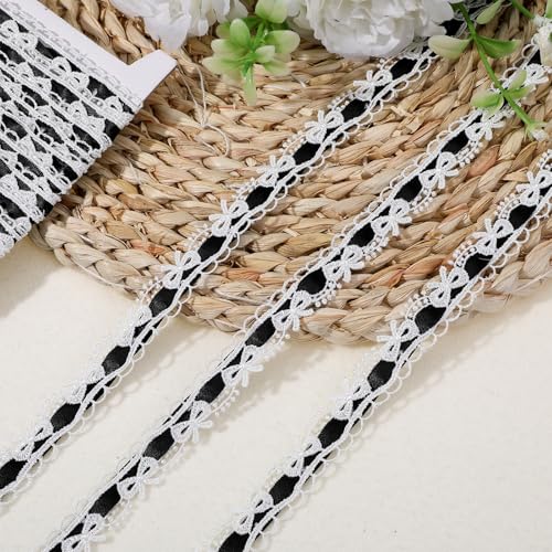 Spitzenborte mit schwarzer Schleife, 9,1 m, schwarzes Spitzenband, Vintage-Schnürsenkel, plissiert, mit verschiedenen Häkel- und Schnittmustern für Hochzeitsdekoration, Geschenkverpackungen Spitzenborte mit schwarzer Schleife, 9,1 m, schwarzes Spitzenband, Vintage-Schnürsenkel, plissiert, mit verschiedenen Häkel- und Schnittmustern für Hochzeitsdekoration, Geschenkverpackungen von CIATBYYJ