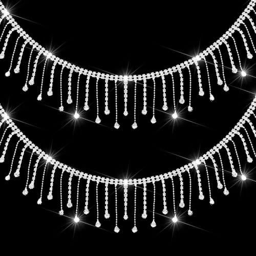 Strass Fransen Funken und Glanz, 2 Yard Strass Trim Ribbon Quaste Gürtel Kette, Silber Fransen Trim für Kleidung Zubehör und DIY Handwerk Dekoration, Diamant Perlen Fransen zum Nähen Strass Fransen Funken und Glanz, 2 Yard Strass Trim Ribbon Quaste Gürtel Kette, Silber Fransen Trim für Kleidung Zubehör und DIY Handwerk Dekoration, Diamant Perlen Fransen zum Nähen von CIATBYYJ