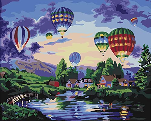 CICISTORY Malen Nach Zahlen Erwachsene Landschaft Heißluftballon DIY Ölgemälde Leinwand Set mit 4 Pinsel und Acrylpigment für Frauen Home Deko- 40 x 50 cm (Ohne Rahmen) von CICISTORY