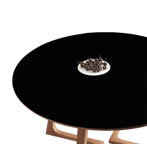 CIEEIN CIEHT PU Tischdecke Tischmatte Schreibtisch Tischfolie Schutzfolie Tischfoli Tischschutz Matte Single Side Wasserdicht Black Rund 110cm von CIEEIN CIEHT
