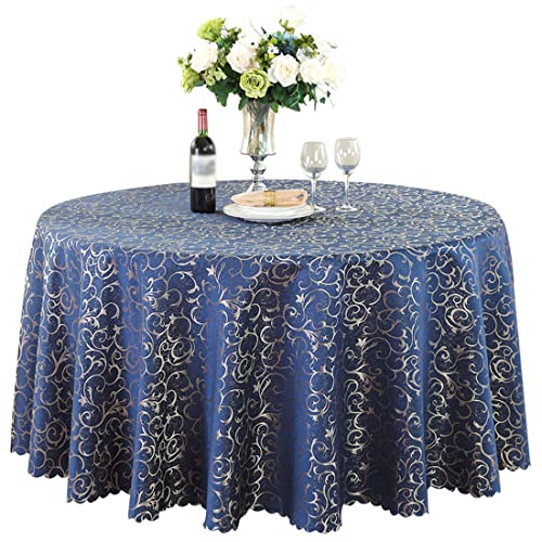 CIEEIN CIEHT Polyester Tischdecke Rund Schreibtisch Tischtuch Tischwäsche Couchtisch Küchentischabdeckung Party Hochzeit Tafeltuch Dunkel Blau 160cm von CIEEIN CIEHT