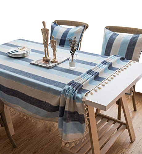 CIEEIN CIEHT Tischdecke Schreibtisch Tischtuch Tischwäsche Couchtisch Küchentischabdeckung Tafeltuch Tassel Blau 140x220CM von CIEEIN CIEHT