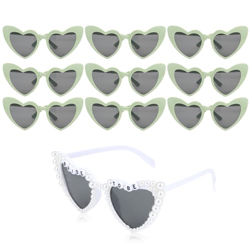 CIEHER Gastgeschenke für Junggesellinnenabschiede – Weiß / Grün "Bride to be" Herz-Sonnenbrille für Frauen, Perlen-Herzförmige Sonnenbrille für Braut, Brautjungfer, Hochzeit, Party, Geschenke, Braut CIEHER Gastgeschenke für Junggesellinnenabschiede – Weiß / Grün "Bride to be" Herz-Sonnenbrille für Frauen, Perlen-Herzförmige Sonnenbrille für Braut, Brautjungfer, Hochzeit, Party, Geschenke, Braut von CIEHER