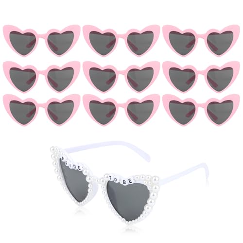 CIEHER Gastgeschenke für Junggesellinnenabschiede – Weiß / Rosa "Bride to be" Herz-Sonnenbrille für Frauen, Perlen-Herzförmige Sonnenbrille für Braut, Brautjungfer, Hochzeit, Party, Geschenke, Braut CIEHER Gastgeschenke für Junggesellinnenabschiede – Weiß / Rosa "Bride to be" Herz-Sonnenbrille für Frauen, Perlen-Herzförmige Sonnenbrille für Braut, Brautjungfer, Hochzeit, Party, Geschenke, Braut von CIEHER