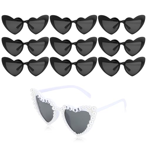 CIEHER Gastgeschenke für Junggesellinnenabschiede – Weiß / Schwarz "Bride to be" Herz-Sonnenbrille für Frauen, Perlen-Sonnenbrille in Herzform, für Braut, Brautjungfer, Hochzeit, Party, Geschenke, CIEHER Gastgeschenke für Junggesellinnenabschiede – Weiß / Schwarz "Bride to be" Herz-Sonnenbrille für Frauen, Perlen-Sonnenbrille in Herzform, für Braut, Brautjungfer, Hochzeit, Party, Geschenke, von CIEHER
