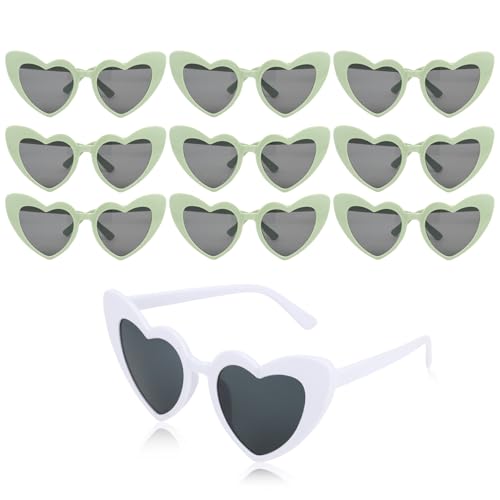 CIEHER Gastgeschenke für Junggesellinnenabschiede – weiß-grüne Herz-Sonnenbrille für Frauen, Vintage-Sonnenbrille in Herzform, für Braut, Brautjungfer, Hochzeit, Party, Geschenke, Braut CIEHER Gastgeschenke für Junggesellinnenabschiede – weiß-grüne Herz-Sonnenbrille für Frauen, Vintage-Sonnenbrille in Herzform, für Braut, Brautjungfer, Hochzeit, Party, Geschenke, Braut von CIEHER