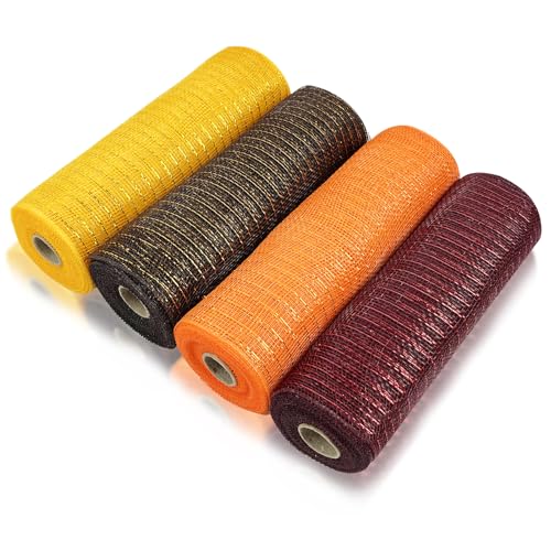 4 Rollen 25,4 cm Herbst Poly Deco Mesh Thanksgiving Wired Orange Poly Sackleinen Mesh für Thanksgiving Halloween Kränze Schleifen DIY Girlanden Herbstdekoration 4 Rollen 25,4 cm Herbst Poly Deco Mesh Thanksgiving Wired Orange Poly Sackleinen Mesh für Thanksgiving Halloween Kränze Schleifen DIY Girlanden Herbstdekoration von CIEOVO