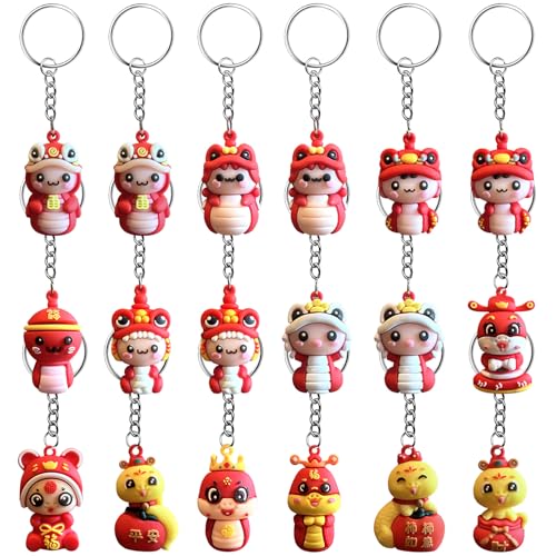 CIEOVO 18er-Pack Chinesisches Neujahrs-Drachen-Schlüsselanhänger, Rot, Silikon, Metall, Unisex, Party-Favor, Souvenir, Frühlingsfest, Geburtstag CIEOVO 18er-Pack Chinesisches Neujahrs-Drachen-Schlüsselanhänger, Rot, Silikon, Metall, Unisex, Party-Favor, Souvenir, Frühlingsfest, Geburtstag von CIEOVO
