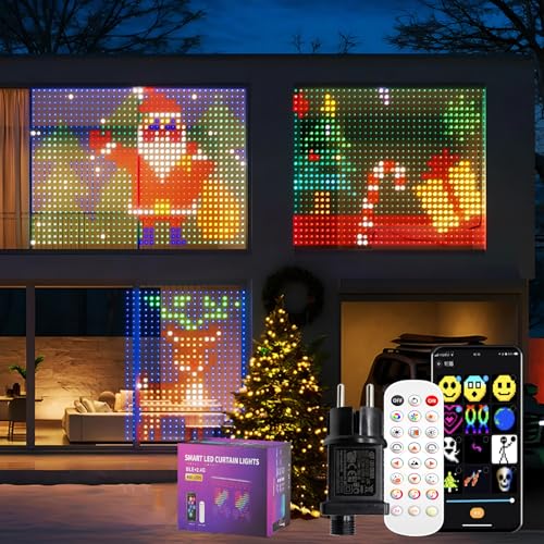 CILIENG Vorhang Lichter, 400LEDs Curtain Lights, Dynamisch DIY Smart LED Vorhang 300+ Modi, Lichterkette mit Fernbedienung/APP, RGB LED Lichtervorhang für Weihnachten Party Innen Deko(3mx3m) von CILIENG