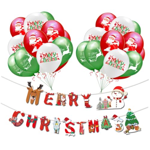 23 Stück 12 Hoidat-ballondekorationen Vintage-dekor Rote Grüne Weiße Luftballons Hochzeitsdekorationen Weihnachtsgirlanden-banner Fröhlich Schmücken Weihnachten von CIMAXIC