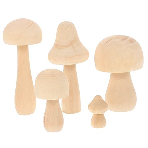 5 Stück Unfertige Holzpilze Dekore Leere Pilz Dekore Zum Selber Bemalen von CIMAXIC