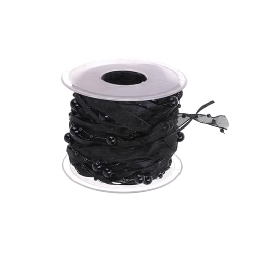 CIMAXIC 1 Rolle Geschenkband dekorativ Valentinstag Chiffon Zubehör königlich Perlen weihnachten party Schwarzes Band hochzeitsdeco Blumenstraußbänder für Paket Hochzeitsband Black von CIMAXIC