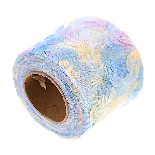 CIMAXIC 1 Rolle Rosen aus Chiffongarn dekorativ Blumenspitze stickerpappier stickrahmen hochzeitsdeko blumendeko geschenkband Stickerei trimmen rosafarbenes Spitzenband Polyester Blue von CIMAXIC