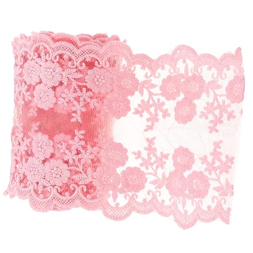 CIMAXIC 1 Rolle Spitze Stoff Stickerei Schnürsenkel dehnbar Schleife dünn Kleidungsdekoration Kleidungsverzierung nähen trimmen dekoration trimmen für Handwerk machen Rockkragen Rosa von CIMAXIC