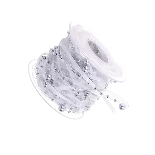 CIMAXIC 1 Rolle dekoratives Perlenband hochzeitsdekoration wedding decoration Schmuckband Festliche Bänder Stoff zum Einpacken Gang Seide Geschenkband Blumenstraußbänder für Paket Silver von CIMAXIC