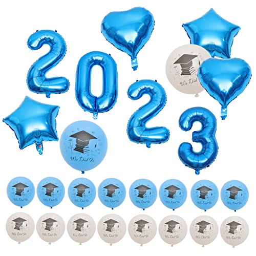 1 Satz 2023 Abschlussballons Herzlichen Glückwunsch Zum Abschlussbanner Weiße Klamotten 2023 Ballons Glückwunsch Luftballons Folienballons Abschluss Saison Aluminiumfolie Emulsion von CIMAXIC