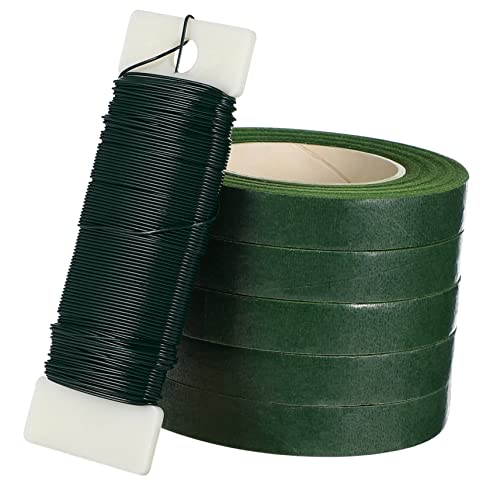 CIMAXIC 1 Satz Floral Tape Set mit Floristen Draht Tiefgrünes Klebeband Grüner Draht für Kranz Girlanden und Blumenstrauß Bastelprojekte CIMAXIC 1 Satz Floral Tape Set mit Floristen Draht Tiefgrünes Klebeband Grüner Draht für Kranz Girlanden und Blumenstrauß Bastelprojekte von CIMAXIC