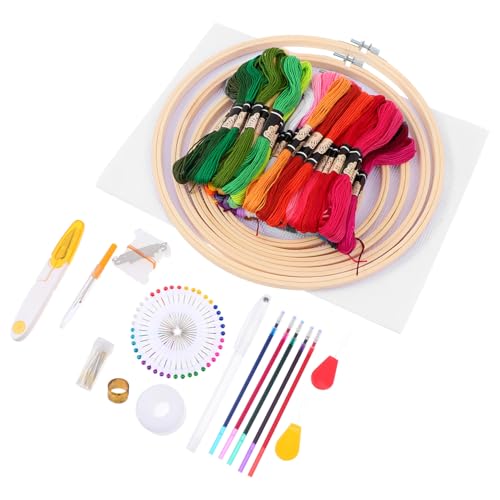 CIMAXIC 1 Satz Handstickerei fringe quastenborte nähset nähmaschine Sewing thread decor Kreuzstichfäden runder stickkreis Kreuzstich-Werkzeugsatz Stickerei Tambour Stickrahmen hölzern von CIMAXIC