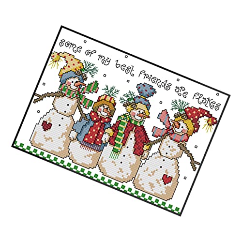 CIMAXIC 1 Satz Kreuzstich-set Weihnachtsdekorationen Bausätze Weihnachts-stickset Weihnachten Schneemann-dekorationen Weihnachtskreuz-kit Ornamente Stickerei Stich-kit Kreuzen Baumwolle von CIMAXIC