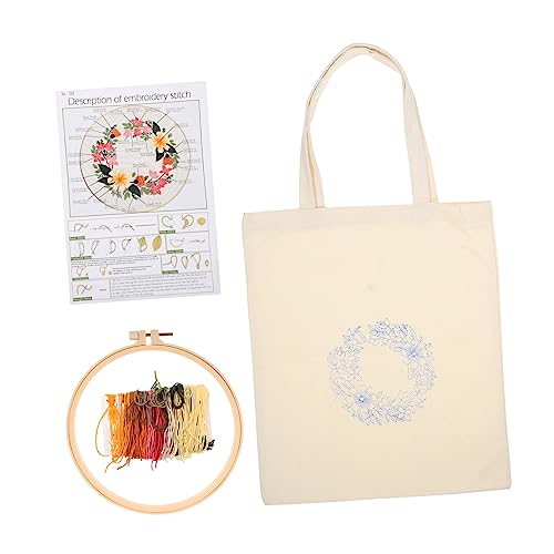 CIMAXIC 1 Satz Tasche Aus Kreuzstich-segeltuch Bausätze Einkaufstasche Gehäkelt Stickerei-kits Häkelset Für Anfänger Bausatz Gehäkelte Tasche Häkeltaschen-kit Garnsack Polyester Weiß von CIMAXIC