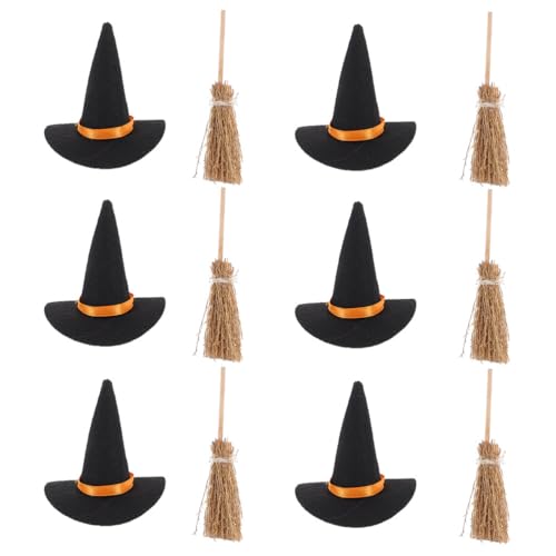 CIMAXIC 1 Set Mini-Hexenhut: Mini-Hexenhüte und Besen-Set – Halloween-Dekorationen für Partygeschenke, Bastelarbeiten, Tischdekoration, Zauberer-Zubehör CIMAXIC 1 Set Mini-Hexenhut: Mini-Hexenhüte und Besen-Set – Halloween-Dekorationen für Partygeschenke, Bastelarbeiten, Tischdekoration, Zauberer-Zubehör von CIMAXIC