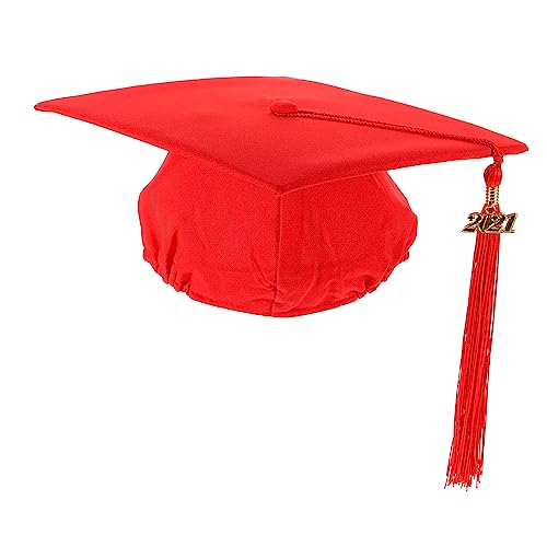 CIMAXIC 1 Stk Abiturmütze Mütze Für Den Abschluss Grabenkappe Für Absolventen 2021 Stylisches Graduierung Kleiderkappe Kind Erwachsener Gewebte Requisiten Rot von CIMAXIC