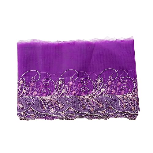 CIMAXIC 1 Stück Diy-puppenversorgung Bestickt Für Puppenkleidung Hochzeit Zum Puppenbau Zubehör Stoff Dekorativer Spitzenbesatz Puppenkleid Spitze Machen Violett Polyestergarn von CIMAXIC