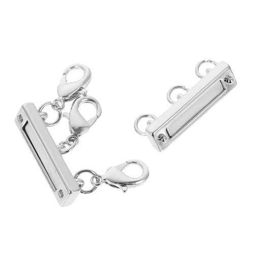 CIMAXIC 1 Stück Kettengliederschnalle Schicht Oval Silberkette Magnet armbandverschluss verschluss für armbänder mehrreihige Schmuckschnalle armband schnalle selber machen Kupfer Silver von CIMAXIC