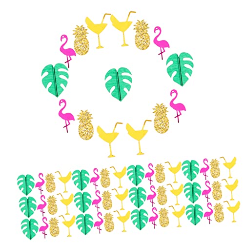 1 hawaiianisches Konfetti sommerliche Dekorationen Ananas Konfetti Partybevorzugung Hibiskusblüten Konfetti Tischstreuung Konfetti streuen Pailletten Monsterblatt Strand Plastik von CIMAXIC
