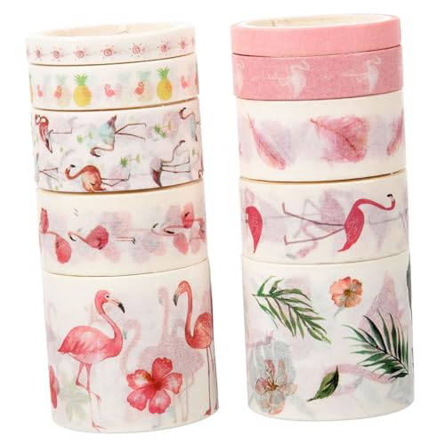 CIMAXIC 10 Rollen Vintage Washi Tape Set mit Flamingo Muster Dekoratives Klebeband für Scrapbooking DIY Projekte und Kreative Handwerksideen von CIMAXIC