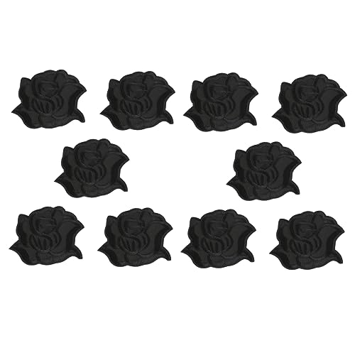 CIMAXIC 10 Stück Aufnäher Mit Blumenstickerei Flicken Für Jacken Flecken Flicken Nähen Stickereiflicken Für Kleidung Gestickte Aufnäher Gänseblümchen Dekoration Patch Twill-stoff Black von CIMAXIC