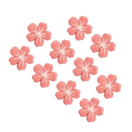 CIMAXIC 10 Stück Diy Liefert Mini Kleidungsstück Zubehör Stoff Blumen- Dekorativer Blumenbeet Diy -schmuck Flora Stickerei Handgemachte Filzblume Blume Fühlte Wolle Blume Für Rosa Wollfilz von CIMAXIC