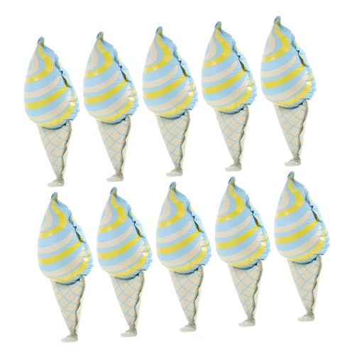 CIMAXIC 10 Stück Eisballon luftballons blaue ballons Niedliche Ballons Folienballons Geburtstag Creme Karikatur groß für süß z Aufblasbare Eiswaffel-Requisite Eistüten Aluminiumfolie Blue von CIMAXIC