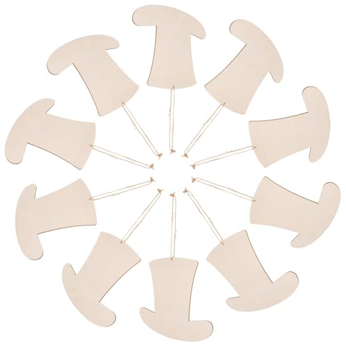 CIMAXIC 10 Stück Hat Hackschnitzel bürodekoration wandverkleidung Holzanhänger Holzhut Wohnkultur Wohnzimmerdekoration Holzspäne für DIY unfertige Holzscheiben DIY - Hanfseil Beige von CIMAXIC