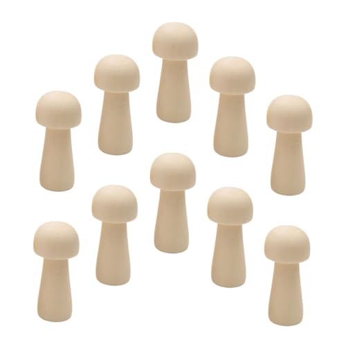 CIMAXIC 10 Stück Holzpuppe Pilz bastelset basteln für handwerken für kindergeburtstags mitgebsel holzfiguren menschen Holzskulptur Pilzpuppe aus Holz Hölzern von CIMAXIC