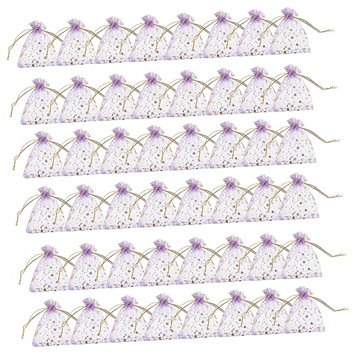 CIMAXIC 100 Stück Weihnachtstüte mit Süßigkeiten Organzabeutel mit Kordelzug Netz geschenktüten kleinigkeiten kleine Taschen für Schmuck kleine Zugbeutel Stoff Violett von CIMAXIC