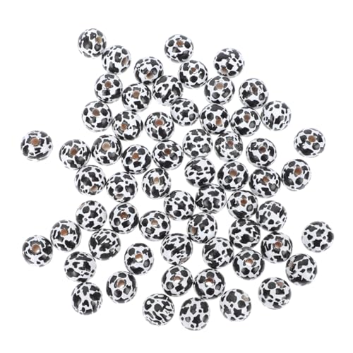 CIMAXIC 100 Stück handgemachtes DIY Perle bastelzeug bastelmaterial fensterdekoration Holzperlen-Set unikal Kuh-Druck handgefertigte Perle DIY liefert Angebot an Holzperlen Black von CIMAXIC