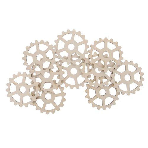 CIMAXIC 10Stücke DIY Zahnradausschnitte Holz Unvollendete Holzscheiben zum Basteln für Dekoration Robust und Langlebig für Kreative Projekte von CIMAXIC