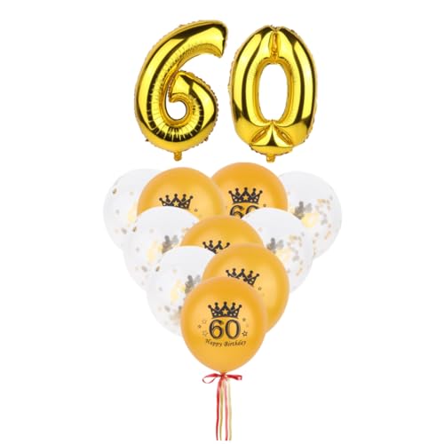 12 Stück 1 Satz 60 Hochzeitsballons Heliumballon Aus Folie 60 Geburtstag Konfetti-luftballons Zahlenballons 60 Jahre Alte Geburtstagsdekoration Rose Dekorative Gegenstände von CIMAXIC