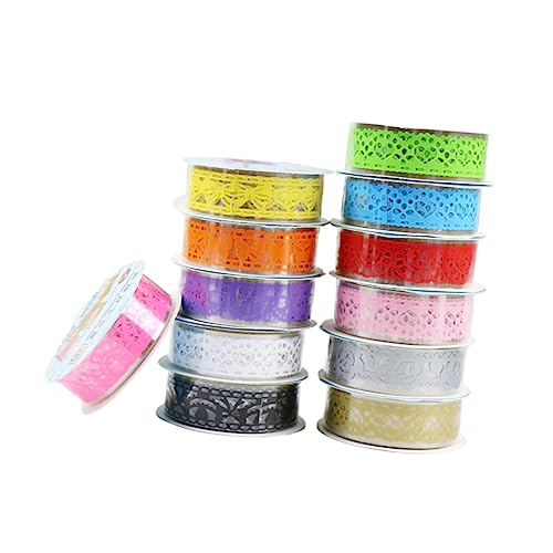 CIMAXIC 12 Stück Hohles Spitzenband Sammelklebeband Kunstband Goldband Sammelalbum Abdeckband, Dekoratives Klebeband Spitzenband Zum Basteln Spitzenaufkleber Klebriges Handwerk von CIMAXIC