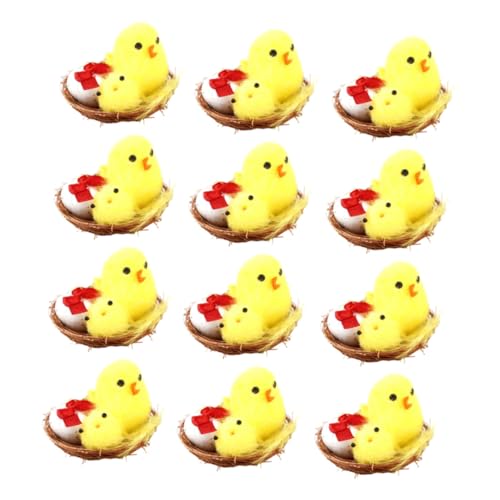 CIMAXIC 12 Stück Osterküken Eier Weiden Mini kinderzimmerdeko Easter Toys Easter Presents Easter 0stergeschenke Küken Dekoration simuliertes Plüschküken Osterhühner Plastik von CIMAXIC