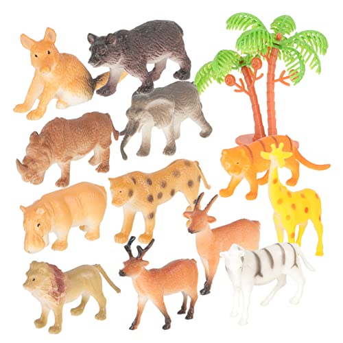 CIMAXIC 12 Stück Tiermodell Das Tier Waldtiere Figuren Tigerfiguren Tierspielzeug Waldtiere Waldlebewesen Babyparty Dschungeltiere Figuren Miniaturtiere Kunststoff von CIMAXIC
